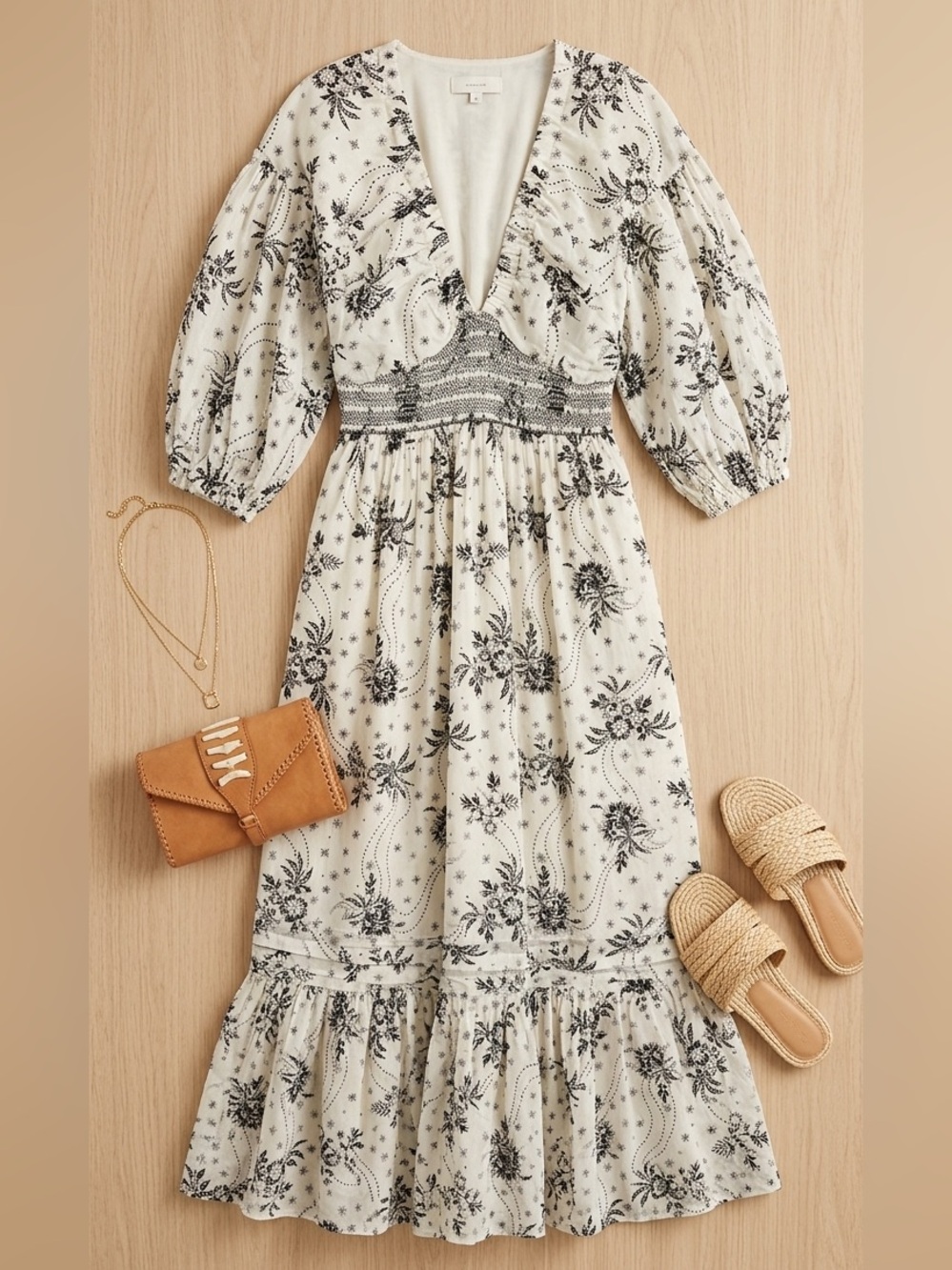 Free People Boho Floral Maxi Dress - White & Black